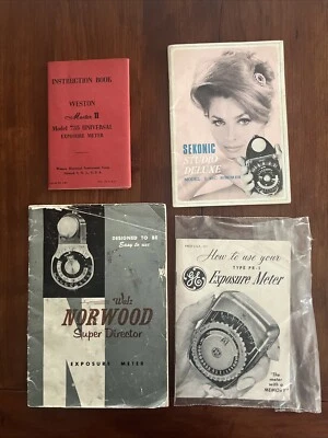 Instrucciones de medidor de exposición vintage, fotografía, cámara, Norwood, GE, Weston, Foto 1 de 2