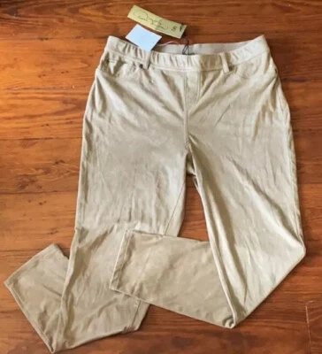 Mujer XL NUEVO CON ETIQUETAS Diane Gilman Dg2 Gamuza Sensación Leggings Camel Tostado Foto 1 de 4