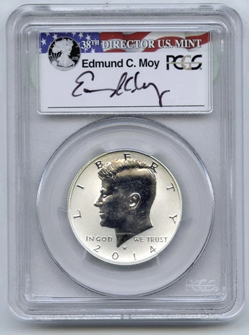 2014-W Kennedy Reverse Proof Half Dollar PCGS PR70 First Strike Edmund Moy C865 Cover