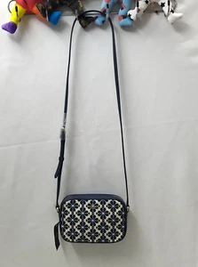 Kate Spade New York Blue Canvas Leather Trim Floral Crossbody Bag - NWT $279 - Picture 1 of 17