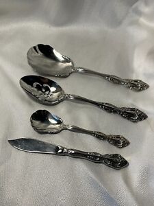 Oneida Stainless Steel Michelangelo 4 PC Set  Casserole & Slotted Spoons, Sugar+