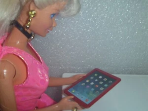 Barbie Size Red Trim Tablet~*~Metal Not Plastic~*~Cute - Picture 1 of 5