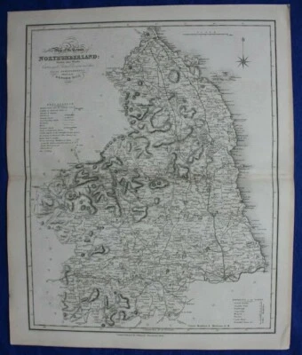 NORTHUMBERLAND original antique county map, Reform Bill, Ebden, Duncan, 1838 - Image 1 of 4