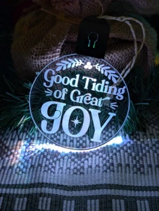 Great Tiding of Joy Christmas Religious Tree Bauble LED Light Hanging Decoration - Picture 1 of 10