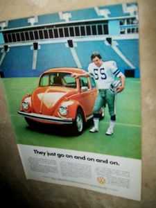 1974 VW Beetle and Lee Roy Jordan - 2 light indent lines   11" by 8" mag car ad - Picture 1 of 1