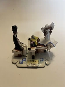 Vintage Lino Zampiva Ceramic Courting Couple Spaghetti Hair Signed - Picture 1 of 6