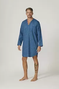 Mens Contare Long Sleeve Flannelette Night Shirt Pyjamas Blissful Blue (BLB) - Picture 1 of 4