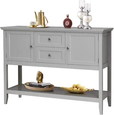 Gray Wooden Storage Cabinet Dining China Hutch Sideboard Cupboard Buffet Server - Image 1 of 4