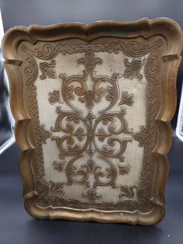 Vintage Florentine Mid Century Gold Nesting Table Regency 12.5”x16.5”x19.5” Cover