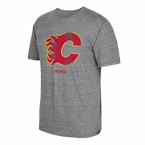 adidas NHL Calgary Flames CCM Heritage 1 Tri-Blend Short Sleeve Tee, Small, D Cover