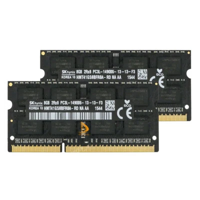 SK Hynix 2x 8GB 2RX8 DDR3L 1866MHz PC3L-14900S 204PIN SODIMM  Laptop Memory RAM - Image 1 of 4