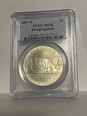 2007 P Jamestown Desegregation $1 Commemorative Silver Dollar PCGS MS70 - Image 1 of 2