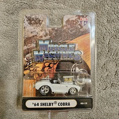 Muscle Machines 64 Shelby Cobra White Blue Stripe 1:64 Die Cast Car 2005 NIP - Image 1 of 4