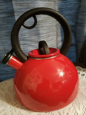 Raro COPCO de 2,5 cuartos de galón esmalte rojo en tetera de acero difícil de encontrar  Foto 1 de 4