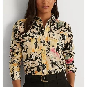 Lauren Ralph Lauren Floral Cotton Gauze Shirt Size Small P NEW - Picture 1 of 6
