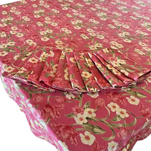 April Cornell Pink Floral Rectangle Table Cloth 115" x 58" and 12 Napkins Floral - Picture 1 of 10