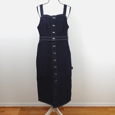 Vestido Lee Jeans Para Mujer Azul Talla L Denim Jersey Midi Preppy Colegiala Foto 1 de 4