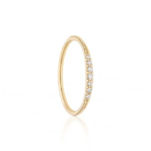 14K Gold zierlicher Laborgefertigter Diamant Bandring, 0,10 Ct - eleganter Damenschmuck - Bild 1 von 12