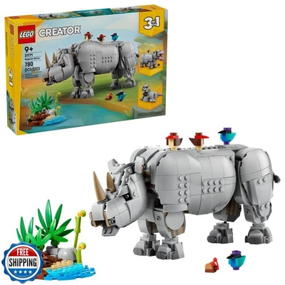 LEGO Creator 3 in 1 Wild Animals: Majestic Rhino with Birds Pretend Play Toy  - Image 1 of 4