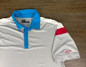 Callaway Opti Dri Polo da Golf Uomo Performance Grigio Blu Striscia XL Active - Foto 1 di 14