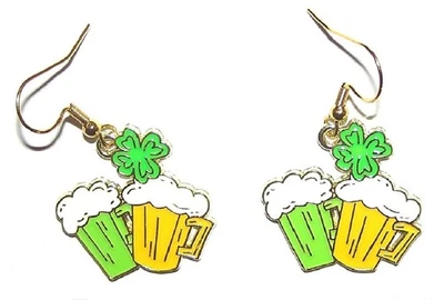 Pendientes Día de San Patricio, Cerveza Verde, Tréboles de la Suerte, Festival Irlandés Foto 1 de 2