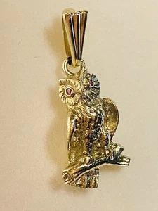 Kleiner Gold 585 Kettenanhänger Eule Kauz Uhu Owl - Bild 1 von 8