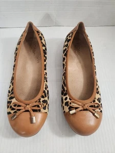Vionic "Minna" Flats Women’s 7.5 Leopard Print Calf Hair Ballet Shoes Bow NEW - Picture 1 of 8