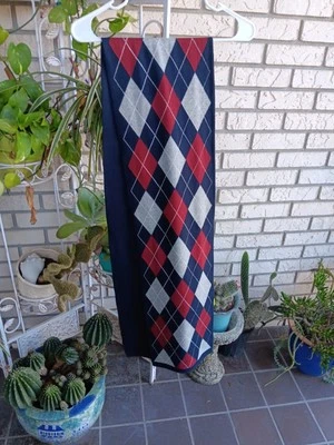 Tommy Hilfiger Bufanda, Gris, Blanco, Rojo Argyle 100% Algodón Foto 1 de 4