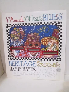 78tk-poster-1995 -4th ann. St. Louis Blues Festival-Signed by artist. EX cond. - Imagen 1 de 1
