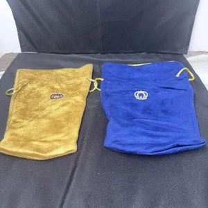 Seltene Crown Royal XL Tasche blau Wildleder und hellbraun Wildleder mit goldenem Kordelzug - Bild 1 von 5