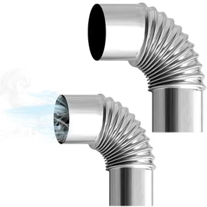 Stainless Steel 90° Stove Pipe Elbow 2.36" - 2pcs, Outdoor/Indoor Chimney Adapte - Afbeelding 1 van 7