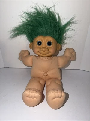 Muñeca RUSS Troll Niños Cara de Goma Tela Cuerpo Pelo Verde Vidrio Azul/Plástico Ojos Foto 1 de 3
