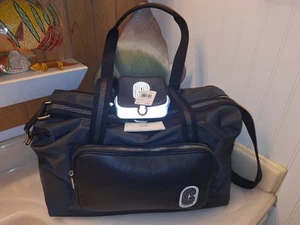 COACH Black Leather & Nylon COURT WEEKENDER Duffle Travel Bag #C4096 - Picture 1 of 11