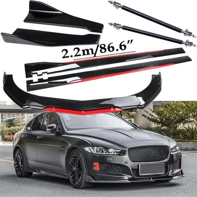FOR JAGUAR XF 2009-2022 Front Bumper Lip /SplitterSpoiler Glossy Black Red Foto 1 de 4
