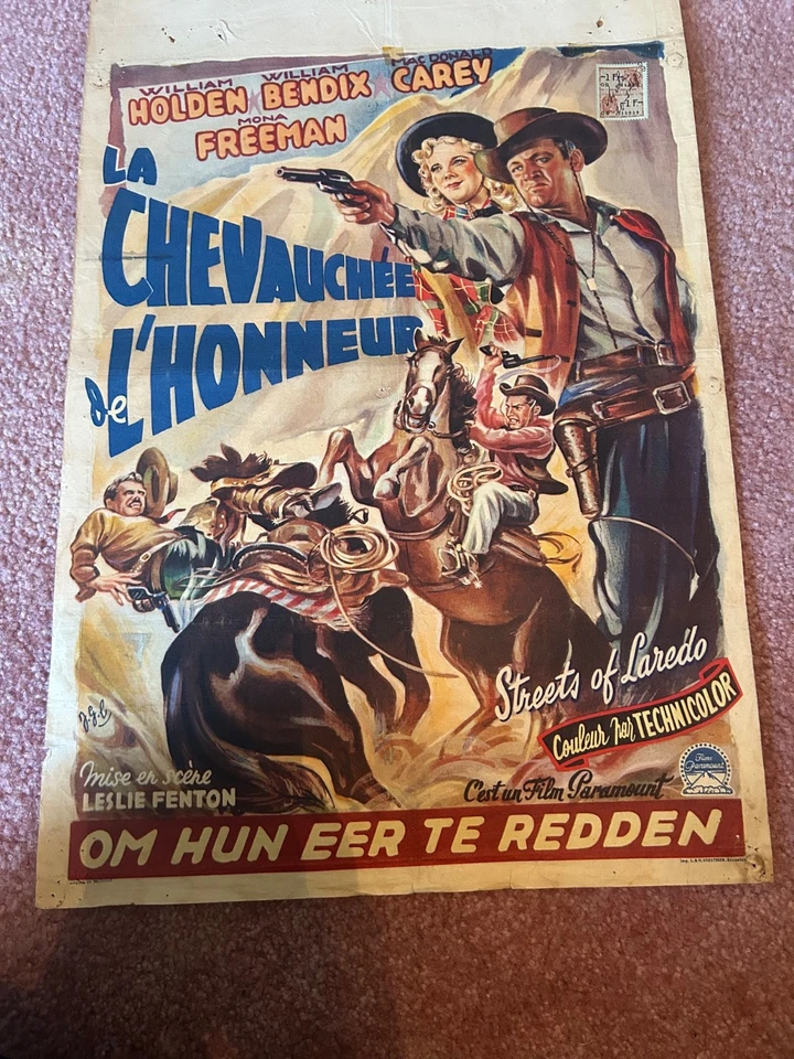 Vintage Movie Poster Belgium "The Streets of Laredo" 1949 William Holden - Image 1 of 1