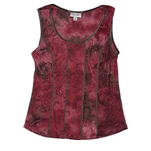 Vintage Dressbarn Top Damen Medium rot Blumen Y2K Fee Korsett Stil Renaissance - Bild 1 von 9