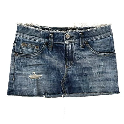 ВИНТАЖНАЯ МИНИ-ЮБКА MISS SIXTY ИЗ ИСКУССТВЕННО СОСТАРЕННОЙ КИСЛОТНОЙ СТИРКИ ДЖИНСОВОЙ ТКАНИ - Изображение 1 из 4