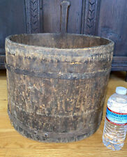 Antique 19th Century Piggin Bucket Firkin Painted & Banded large old Primitive