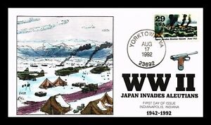 US COVER WWII JAPAN INVADES ALEUTIANS 50TH ANNIVERSARY FDC COLLINS HAND COLORED