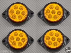 4pcs 24V LED Amber -type Rear Side Orange Round Marker Lights Truck Trailer Lorr - Picture 1 of 3