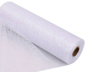 25m x 29cm Organza Roll - White Sparkle Glitter Sequin table runner, swags,G8/25 - Picture 1 of 1