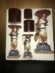 3 Snowman candle pillars w/ candles - Picture 1 of 6