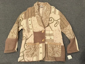 Vintage Sandy Starkman Cardigan Sweater Sz L Cotton & Silk Made in India - Picture 1 of 7