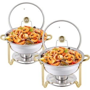 5 Quart Chafing Dishes für Buffet mit Glasdeckel und Halter 2er Pack Gold & Silber - Bild 1 von 24