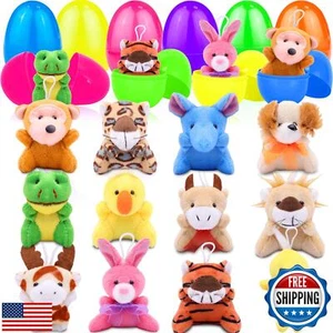 12 Pcs Prefilled Easter Eggs with Mini Stuffed Animal Plush Toys Easter Baske - Picture 1 of 5