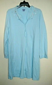 Ladies Robe Knit Size Small  Blue  Zip Front Laura Scott Floral Design - Picture 1 of 2