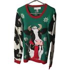 New Ugly Christmas Sweater Holiday COW Jolly Womens Medium M Med Red Green