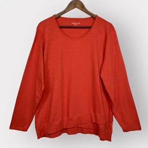 Top Coldwater Creek para mujer talla PXL naranja dobladillo en capas manga larga cuello redondo - Imagen 1 de 12