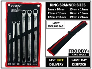 6PC PRO EXTRA LONG FLAT DOUBLE RING SPANNER SET 8mm-21mm LONG REACH WRENCH 23-72 - Picture 1 of 6
