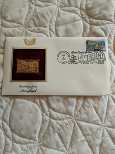 Greetings from Maryland America First Day of Issue Stamp 2002 + Gold Stamp - Picture 1 of 4